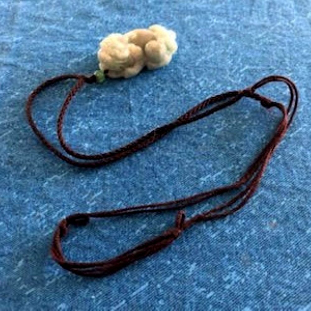 Light Green Jade Dragon Pendant 12" Cord Necklace